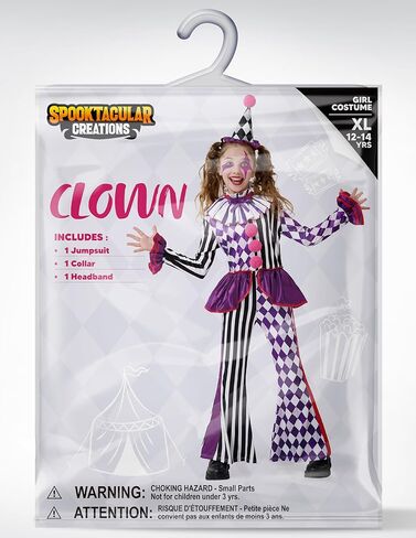 Spooktacular Creations Halloween Clown Costume for Girls, Jester Clown Costume for Kids, Halloween Role Play & Dress Up in Saudi Arabia