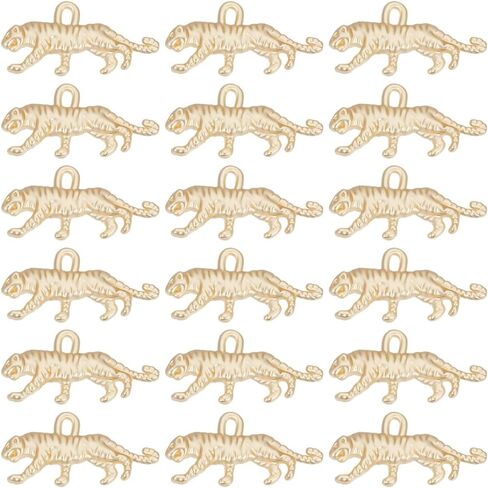 Beebeecraft 1 Box 30Pcs Tiger Charms 18K Gold Plated Matte Alloy Leopard Cheetah Charms for DIY Necklace Bracelets Jewelry Making in Saudi Arabia