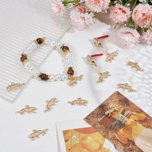Beebeecraft 1 Box 30Pcs Tiger Charms 18K Gold Plated Matte Alloy Leopard Cheetah Charms for DIY Necklace Bracelets Jewelry Making in Saudi Arabia