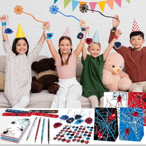 84pcs الحفلات العنكبوت الحفلات مع الأقلام مؤلفات Paper Paper Facs Spider Web Keains Cains Slap Sticklet Spider SPIDER SPIDER FOR in Kuwait