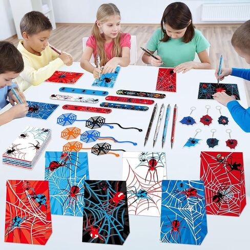 84pcs الحفلات العنكبوت الحفلات مع الأقلام مؤلفات Paper Paper Facs Spider Web Keains Cains Slap Sticklet Spider SPIDER SPIDER FOR in Kuwait