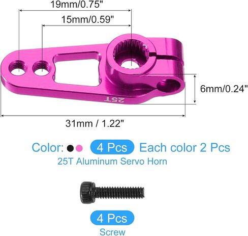 Meccanixity 4 PCS Aluminium Aluminium 25t Arm Servo Arm Horn for DIY RC Car/Boat/Airplane Boat Assories ، Purple/Red in Saudi Arabia