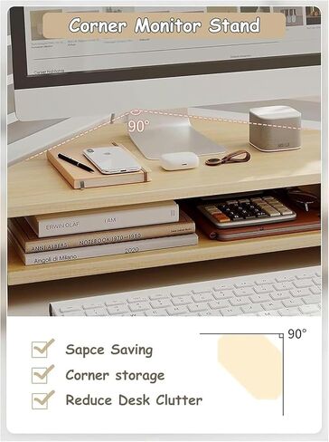 Triangle Monitor Stand Riser - حامل شاشة الكمبيوتر الزاوية ، منظم سطح المكتب الموفرة للمساحة ، تصميم ثلاثي الأنيقة لاستخدام المنزل والمكاتب ، ارتفاع الرؤية المريحة in Saudi Arabia