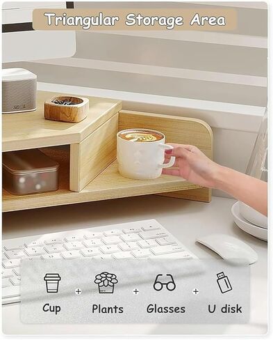 Triangle Monitor Stand Riser - حامل شاشة الكمبيوتر الزاوية ، منظم سطح المكتب الموفرة للمساحة ، تصميم ثلاثي الأنيقة لاستخدام المنزل والمكاتب ، ارتفاع الرؤية المريحة in Saudi Arabia