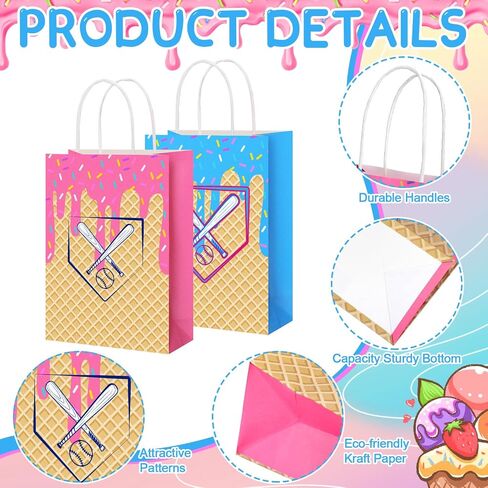 Amsoingspark 24 PCS Baseball Ice Cream Drip Kraft Gift With Wideles Sport Party Goodie Turn in Saudi Arabia