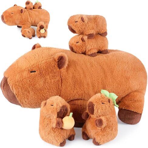 5-in-1 Highland Cow Stuffed Animals with Babies Inside, 5PC Set Highland Cow Plush Mommy & 4 Babies, Soft Pillow Plushies Decor, Cute 3 to 8 Year Old Girl Gifts, Imaginative Play Toy (Cows) in Kuwait