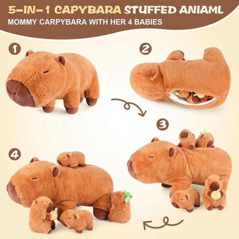 5-in-1 Highland Cow Stuffed Animals with Babies Inside, 5PC Set Highland Cow Plush Mommy & 4 Babies, Soft Pillow Plushies Decor, Cute 3 to 8 Year Old Girl Gifts, Imaginative Play Toy (Cows) in Kuwait