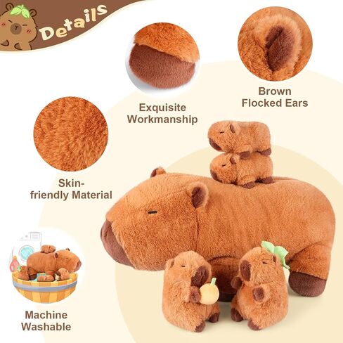 5-in-1 Highland Cow Stuffed Animals with Babies Inside, 5PC Set Highland Cow Plush Mommy & 4 Babies, Soft Pillow Plushies Decor, Cute 3 to 8 Year Old Girl Gifts, Imaginative Play Toy (Cows) in Kuwait