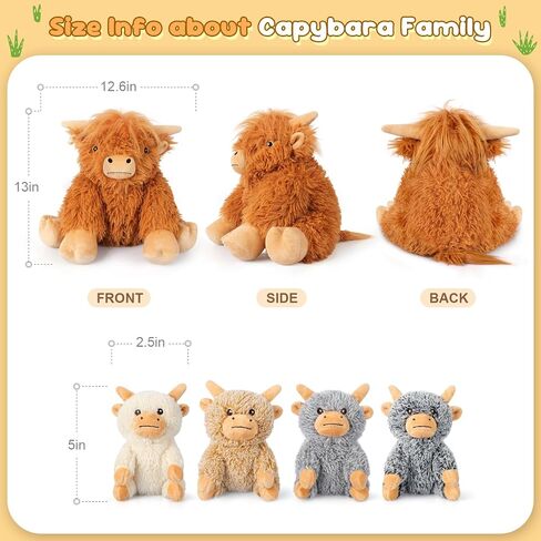 5-in-1 Highland Cow Stuffed Animals with Babies Inside, 5PC Set Highland Cow Plush Mommy & 4 Babies, Soft Pillow Plushies Decor, Cute 3 to 8 Year Old Girl Gifts, Imaginative Play Toy (Cows) in Kuwait
