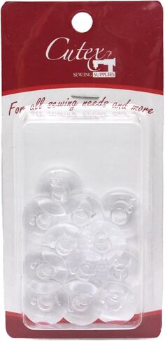 Cutex Class 66 Transparent Plastic Compatible with Singer Brand Sewing Machine Bobbins - Pack of 12 in Saudi Arabia