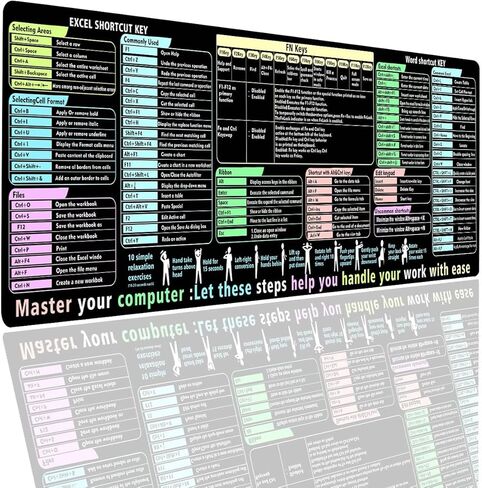 Excel Cheat Sheet Pad Desk Pad for Office مكاتب المكاتب للرجال والنساء الممتد المكتبي Mouse Mous. in Kuwait