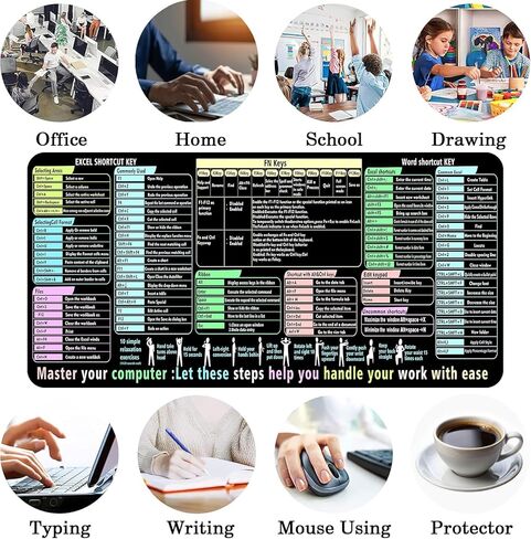 Excel Cheat Sheet Pad Desk Pad for Office مكاتب المكاتب للرجال والنساء الممتد المكتبي Mouse Mous. in Kuwait