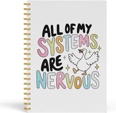 EKGJW Silly Goose Mental Health Notebook Journal, Anxiety Mental Health Journal for Women, All of My Systems Are Nervous Spiral Notebook 5.5x8.3, Therapy Counselor Office Supplies in Saudi Arabia