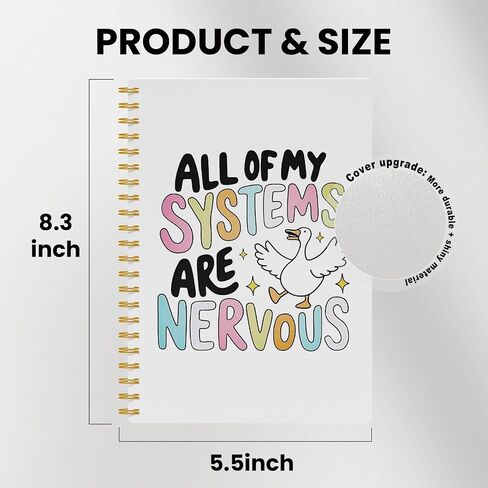 EKGJW Silly Goose Mental Health Notebook Journal, Anxiety Mental Health Journal for Women, All of My Systems Are Nervous Spiral Notebook 5.5x8.3, Therapy Counselor Office Supplies in Saudi Arabia