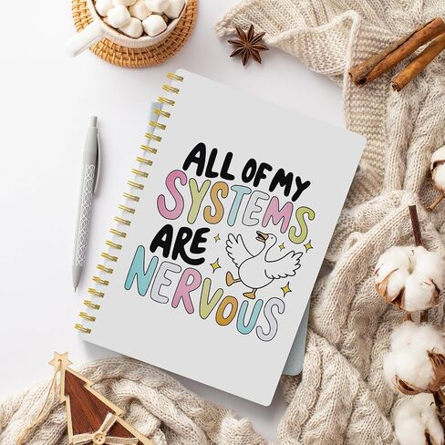 EKGJW Silly Goose Mental Health Notebook Journal, Anxiety Mental Health Journal for Women, All of My Systems Are Nervous Spiral Notebook 5.5x8.3, Therapy Counselor Office Supplies in Saudi Arabia