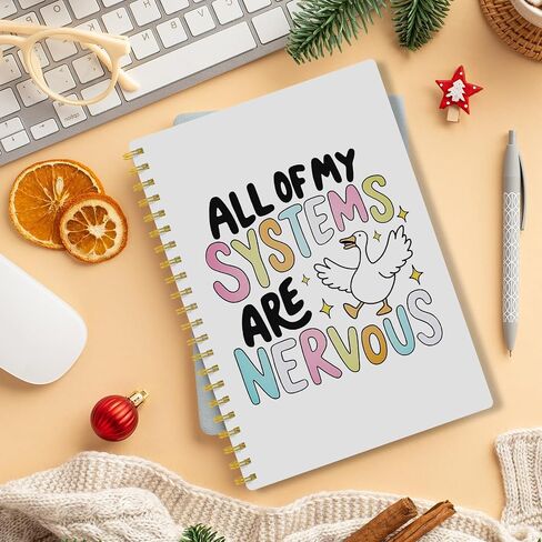 EKGJW Silly Goose Mental Health Notebook Journal, Anxiety Mental Health Journal for Women, All of My Systems Are Nervous Spiral Notebook 5.5x8.3, Therapy Counselor Office Supplies in Saudi Arabia