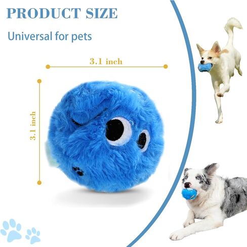 Dog Squeaky Toy, No Stuffing Plush Ball Dog Toy for Small Meduim Breed, Indestructible Puppy Chew Toys for Teething Chewing Interactive Fetch Play to Keep Them Busy, Blue, 3.1Inch in Kuwait