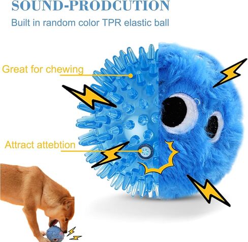 Dog Squeaky Toy, No Stuffing Plush Ball Dog Toy for Small Meduim Breed, Indestructible Puppy Chew Toys for Teething Chewing Interactive Fetch Play to Keep Them Busy, Blue, 3.1Inch in Kuwait