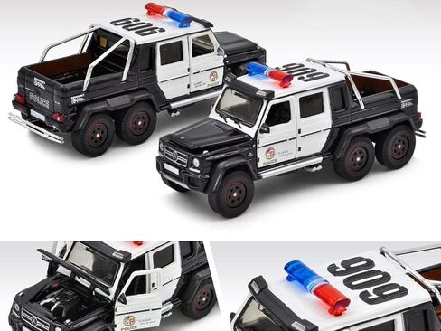 G 63 AMG 6x6 Pickup Truck U.S. Police Car Black and White 1/64 Diecast Model Car ESPMJ003B in Saudi Arabia