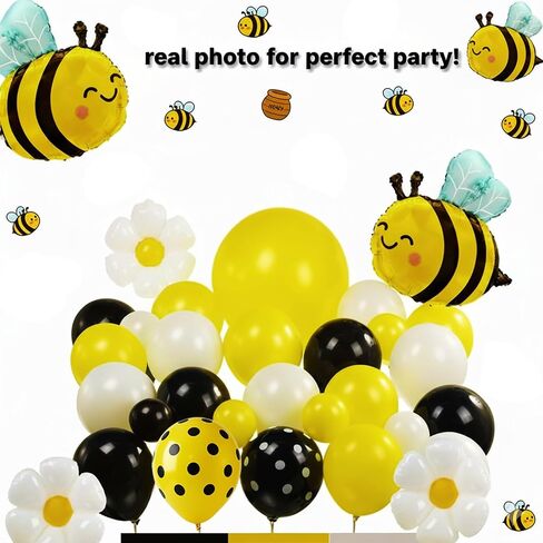 Bee balloon garland arch kit Retro brown balloon with daisy balloons for little honey Birthday Party what will it bee Gender Reveal baby shower bride to bee decorations (brown yellow sand white) in Kuwait