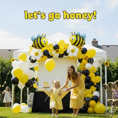 Bee balloon garland arch kit Retro brown balloon with daisy balloons for little honey Birthday Party what will it bee Gender Reveal baby shower bride to bee decorations (brown yellow sand white) in Kuwait
