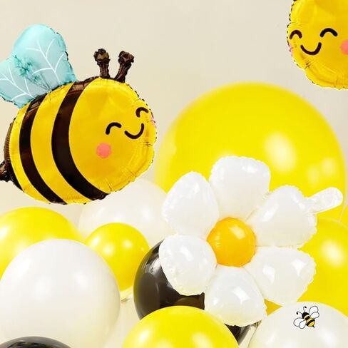 Bee balloon garland arch kit Retro brown balloon with daisy balloons for little honey Birthday Party what will it bee Gender Reveal baby shower bride to bee decorations (brown yellow sand white) in Kuwait