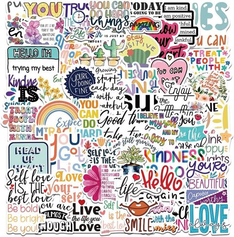 50PCS Motivational Sticker, Inspirational Quotes Stickers for Kids Teens Students Adult, Positive Affirmation Stickers for Water Bottles Laptop Decals Scrapbook Journal in Saudi Arabia