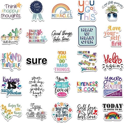 50PCS Motivational Sticker, Inspirational Quotes Stickers for Kids Teens Students Adult, Positive Affirmation Stickers for Water Bottles Laptop Decals Scrapbook Journal in Saudi Arabia
