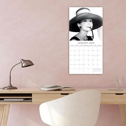2026 Square Wall Calendar - Audrey Hepburn 12 x 12 Inch Monthly View, 16-Month, Icons Theme, Includes 180 Reminder Stickers in Saudi Arabia
