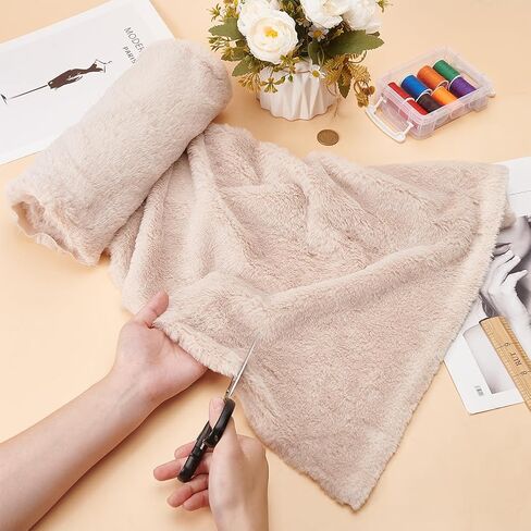 BENECREAT 63x20 Inch Short Hair Faux Fur Fabric, Antique White Pre-Cut Craft Fur Fabric Shaggy Fur Patches for Costumes, Apparel, Rugs, Pillows, Decorations in Saudi Arabia