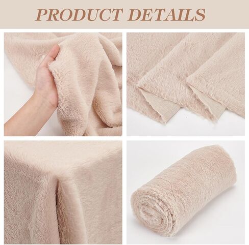 BENECREAT 63x20 Inch Short Hair Faux Fur Fabric, Antique White Pre-Cut Craft Fur Fabric Shaggy Fur Patches for Costumes, Apparel, Rugs, Pillows, Decorations in Saudi Arabia
