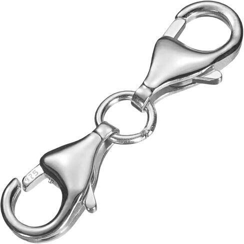 موسع سوار UXCELL ، 925 Sterling Silver Silver Double Claw Clasps تمديدات قلادة ، موصل امتداد قفل لسلسلة المجوهرات صنع DIY (20 مم/0.79 "، الفضة) in Saudi Arabia
