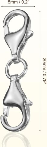 موسع سوار UXCELL ، 925 Sterling Silver Silver Double Claw Clasps تمديدات قلادة ، موصل امتداد قفل لسلسلة المجوهرات صنع DIY (20 مم/0.79 "، الفضة) in Saudi Arabia