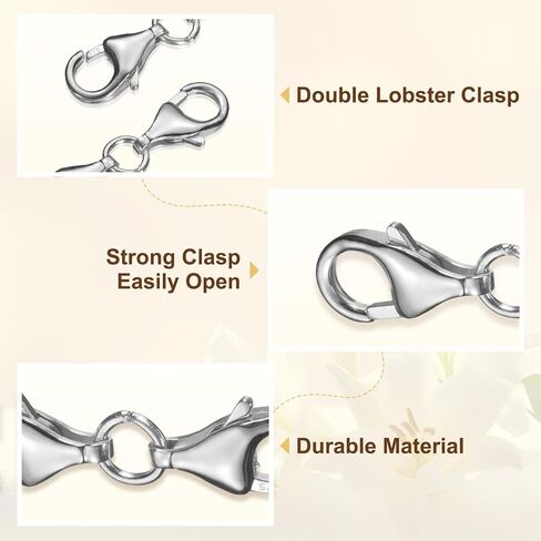 موسع سوار UXCELL ، 925 Sterling Silver Silver Double Claw Clasps تمديدات قلادة ، موصل امتداد قفل لسلسلة المجوهرات صنع DIY (20 مم/0.79 "، الفضة) in Saudi Arabia