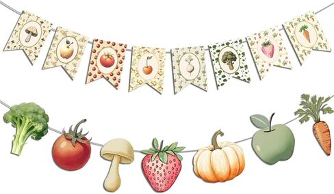 Fruit and Vegetable Banner Garland, Locally Grown Farmers Market Baby Shower Decorations, Locally Grown Banner, Fresh Off the Market, Farmers Market Decor for Bridal Shower Birthday Party in Saudi Arabia