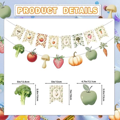 Fruit and Vegetable Banner Garland, Locally Grown Farmers Market Baby Shower Decorations, Locally Grown Banner, Fresh Off the Market, Farmers Market Decor for Bridal Shower Birthday Party in Saudi Arabia