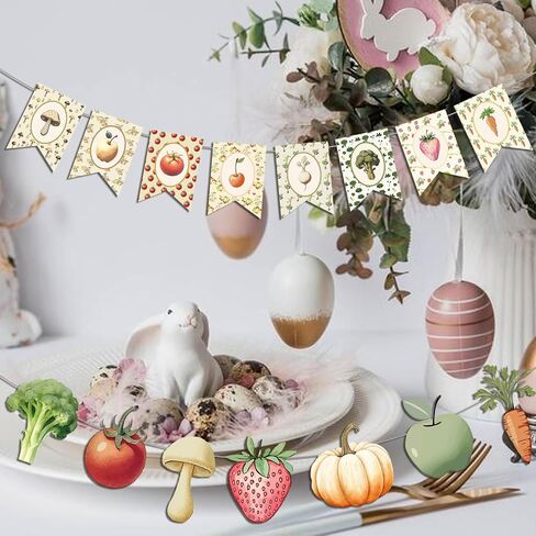 Fruit and Vegetable Banner Garland, Locally Grown Farmers Market Baby Shower Decorations, Locally Grown Banner, Fresh Off the Market, Farmers Market Decor for Bridal Shower Birthday Party in Saudi Arabia