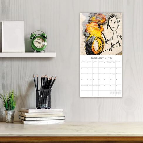 2026 Square Wall Calendar - Ƀ‎‎‎‎anksy 12 x 12 Inch Monthly View, 16-Month, Art Theme, Includes 180 Reminder Stickers in Saudi Arabia