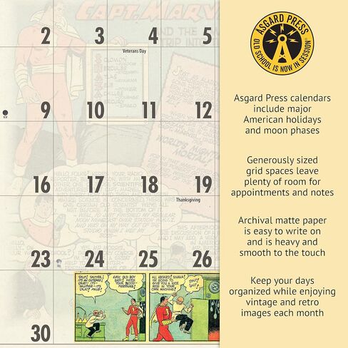 Asgard Press 2026 Vintage Superheroes Deluxe Wall Calendar, 16 Months, Frame-Ready Comic Book Art with Commentary, 11"x30" (Size When Open) in Saudi Arabia