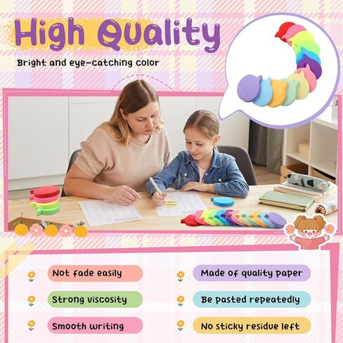 Leinuosen 24 عبوات لطيفة الملاحظات اللزجة 3 بوصة ، 100 ورقة/وسادة ، ألوان زاهية وسادات ذات وسادات ذاتية وسادات متعددة ألوان لزجة الملاحظات اللزجة لتزويد مكتب الفصول الدراسية (على شكل قلب) in Kuwait