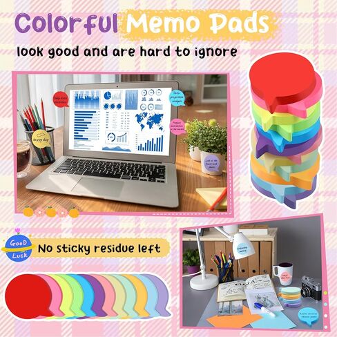 Leinuosen 24 عبوات لطيفة الملاحظات اللزجة 3 بوصة ، 100 ورقة/وسادة ، ألوان زاهية وسادات ذات وسادات ذاتية وسادات متعددة ألوان لزجة الملاحظات اللزجة لتزويد مكتب الفصول الدراسية (على شكل قلب) in Kuwait