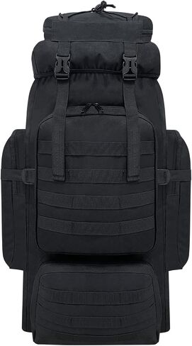 Hiking Backpack, 100L Large Camping Backpack, Expandable Waterproof Molle Rucksack, Outdoor Sport Travel Daypack Military Tactical Backpack for Men Women (Black) in Saudi Arabia