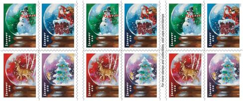كرات الثلج USPS (كتيب مكون من 20) طوابع بريدية إلى الأبد (رجل ثلج، وسانتا كلوز يستعد على مدخنة، وغزال مهيب، وشجرة عيد الميلاد) 2023 سكوت #5816-5819 in Kuwait