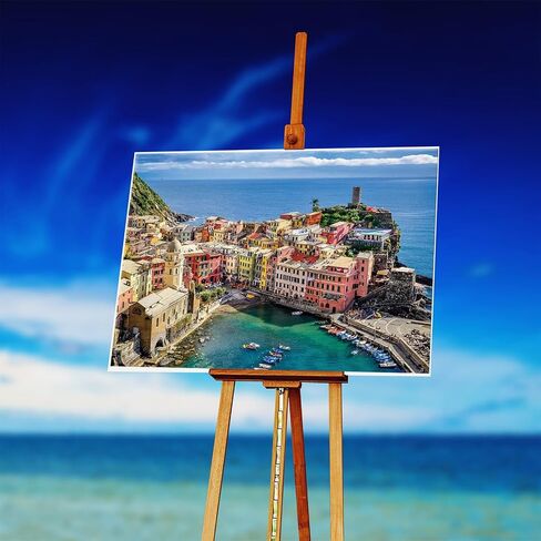 الطلاء حسب الأرقام للبالغين DIY Paint Paint By Number Ocean Coastal Seaside Scene Island Italy Cinque Terre Blue Sky Cloud DIY Acrylic Painting Arts Craft Craft Decor in Saudi Arabia