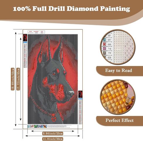 Dog Diamond Art Kits for Adults, Animals 5D Diamond Painting Kits for Adults, DIY Gem Painting, Crafts for Adults, Dimond Art Paintings Kit, Full Drill Diamond Dot for Home Wall Decor 19.6 X 11.8 Inch in Saudi Arabia