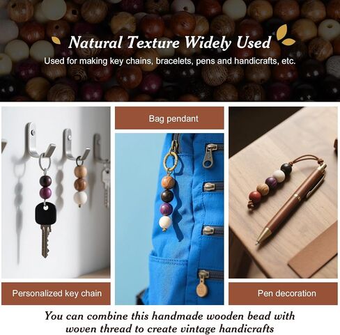 210pcs Wooden Beads for Crafts, Vintage Round Natural Wood Hair Bead, Wood Beads for Jewelry Making，Beads for Crafts，8mm Colorful Loose Spacer for Macrame Necklace Bracelet DIY Handmade Decor in Saudi Arabia