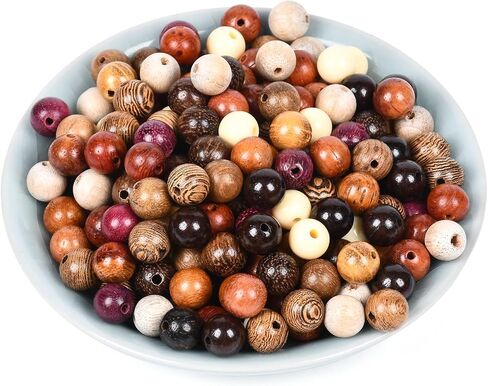210pcs Wooden Beads for Crafts, Vintage Round Natural Wood Hair Bead, Wood Beads for Jewelry Making，Beads for Crafts，8mm Colorful Loose Spacer for Macrame Necklace Bracelet DIY Handmade Decor in Saudi Arabia