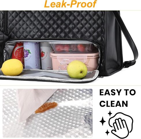 Laptop Tote Bag with Insulated Lunch Compartment for Women, 15.6 Inch PU Leather Briefcase with Leakproof Lunch Box Pocket in Saudi Arabia