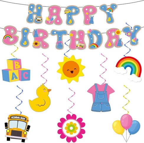 Cartoon Girls Hanging Swirl Banner English Teacher Birthday Party Decorations English Teachers Parties Ceiling Decor Cartoon Teachers Fans Hanging Streamer for Kids Birthday Classroom Party Supplies in Saudi Arabia