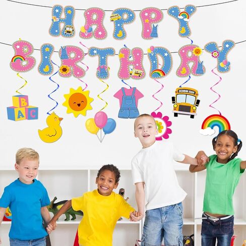 Cartoon Girls Hanging Swirl Banner English Teacher Birthday Party Decorations English Teachers Parties Ceiling Decor Cartoon Teachers Fans Hanging Streamer for Kids Birthday Classroom Party Supplies in Saudi Arabia